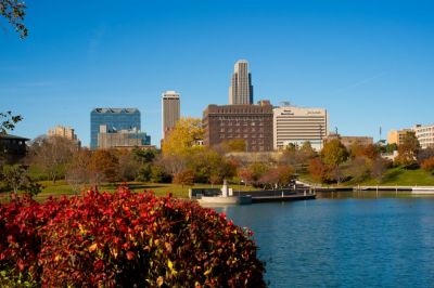 The Omaha, Nebraska, skyline is pictured.