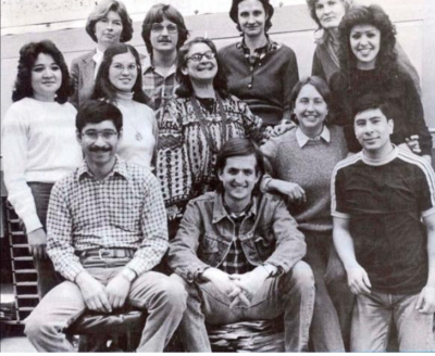 Sammy Lopez is pictured (front left) with Taos News staff in 1984. Lopez served as the paper s business manager from 1982-88. (Taos News)