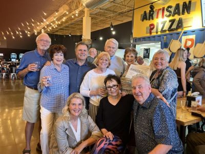 Sue Orsen is pictured at the Victoria Burrow with Burow owner Tom Wartman and other friends who joined a Hanging Up Party, held only a few days after learning that Orsen quit.
